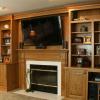 Custom Wall Unit / Fireplace Mantel
Wood Species - Red Oak
Finish - Hand Rubbed Autumn Wiping Stain & Pre-Catalyzed Lacquer Top Coat